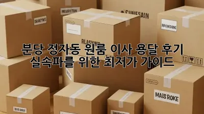 분당 정자동 원룸 이사, 용달 후기: 실속파를 위한 최저가 가이드